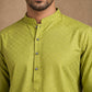 Men’s Cotton Blend Woven Design Kurta ( 65KO 5542Green )