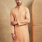Men’s Cotton Blend Woven Design Kurta ( 65KO 5542Peach )