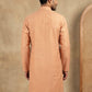 Men’s Cotton Blend Woven Design Kurta ( 65KO 5542Peach )
