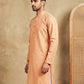 Men’s Cotton Blend Woven Design Kurta ( 65KO 5542Peach )
