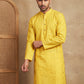 Men’s Cotton Blend Woven Design Kurta ( 65KO 5542Yellow )