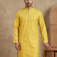 Men’s Cotton Blend Woven Design Kurta ( 65KO 5542Yellow )