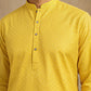 Men’s Cotton Blend Woven Design Kurta ( 65KO 5542Yellow )