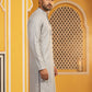 Men’s Silk Blend Thread Work Kurta ( 65KO 5543Grey )