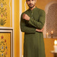 Men’s Silk Blend Thread Work Kurta ( 65KO 5543Olive )