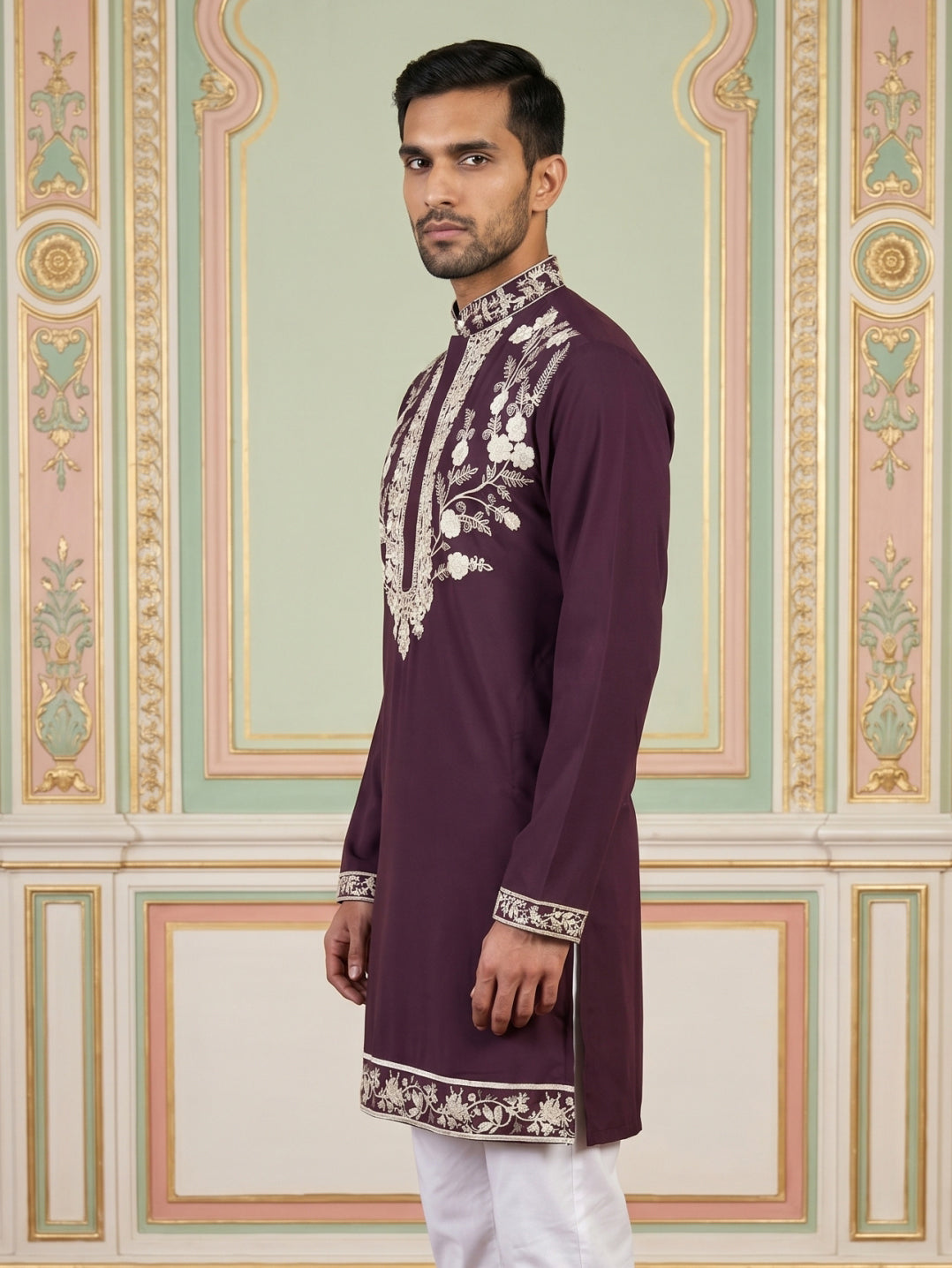 Premium Imported Japanese Embroidered Kurta ( 65KO 5544Purple )