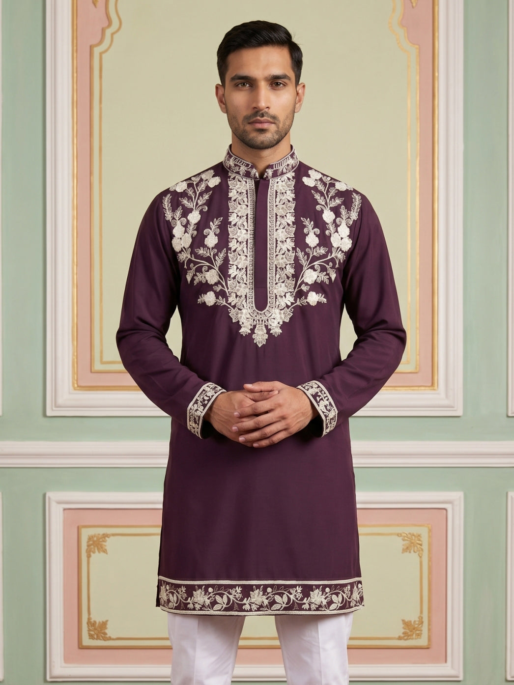 Premium Imported Japanese Embroidered Kurta ( 65KO 5544Purple )
