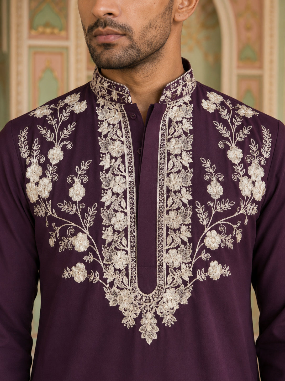 Premium Imported Japanese Embroidered Kurta ( 65KO 5544Purple )