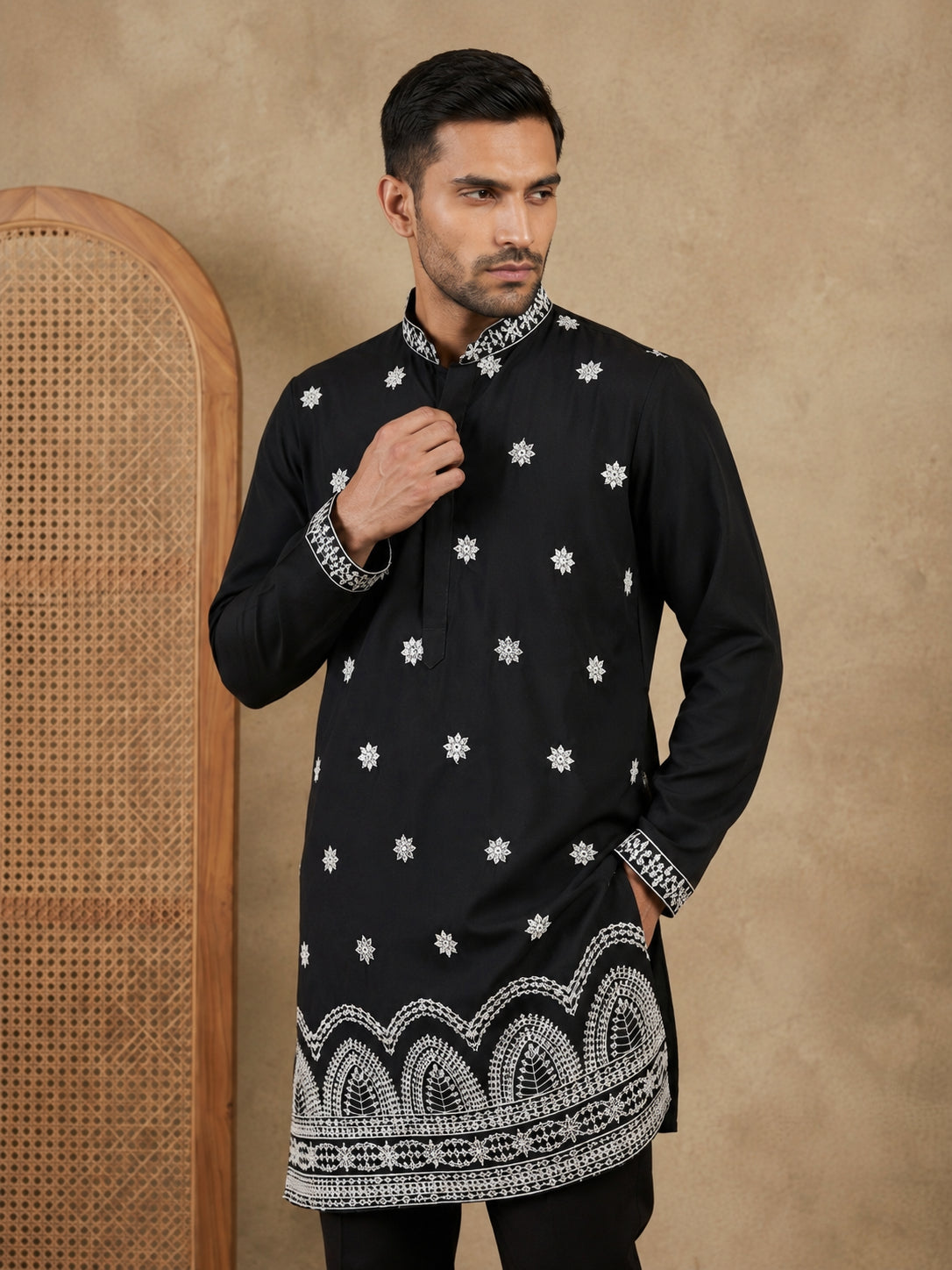 Imported Japanese Embroidered Kurta ( 65KO 5547Black )