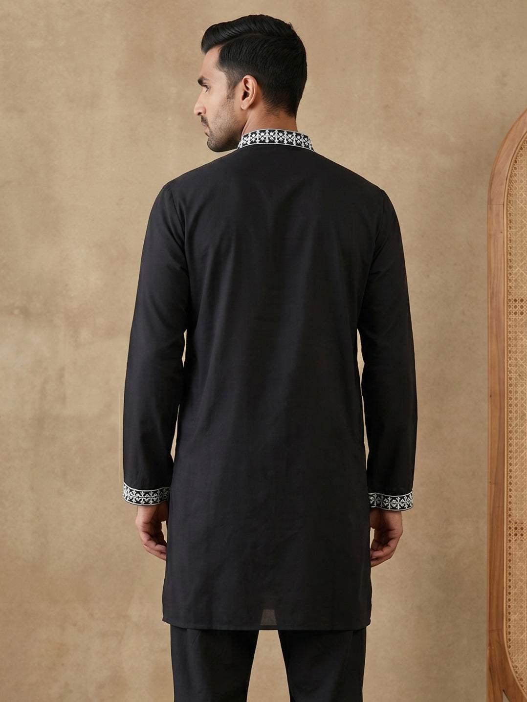 Imported Japanese Embroidered Kurta ( 65KO 5547Black )