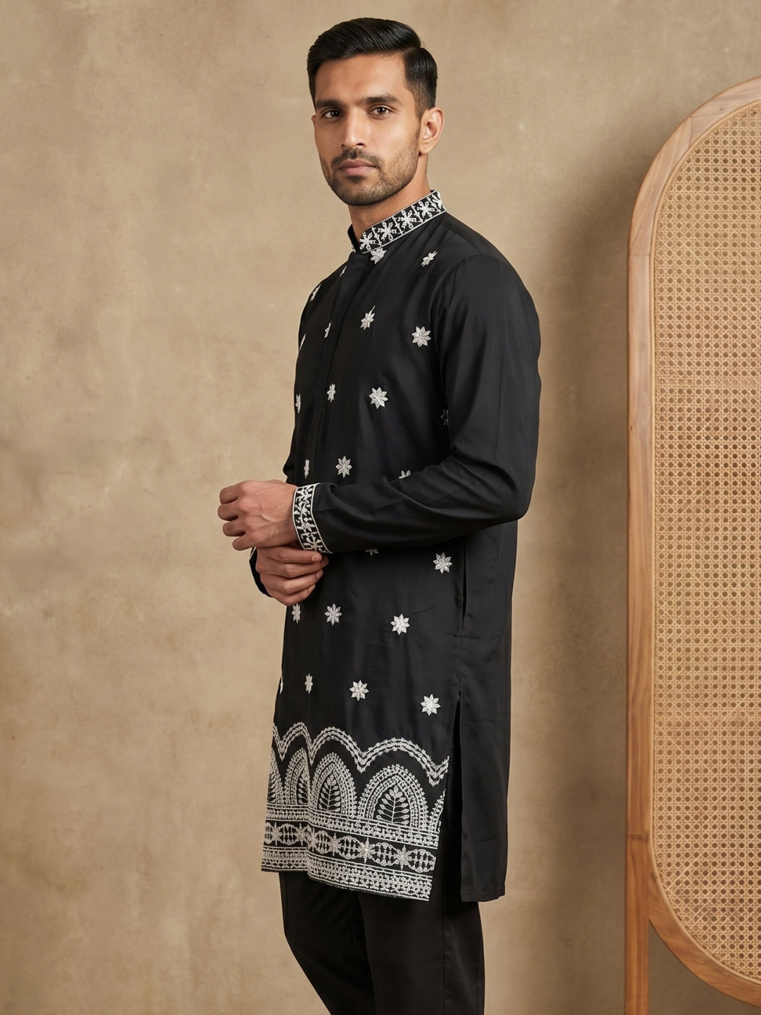 Imported Japanese Embroidered Kurta ( 65KO 5547Black )
