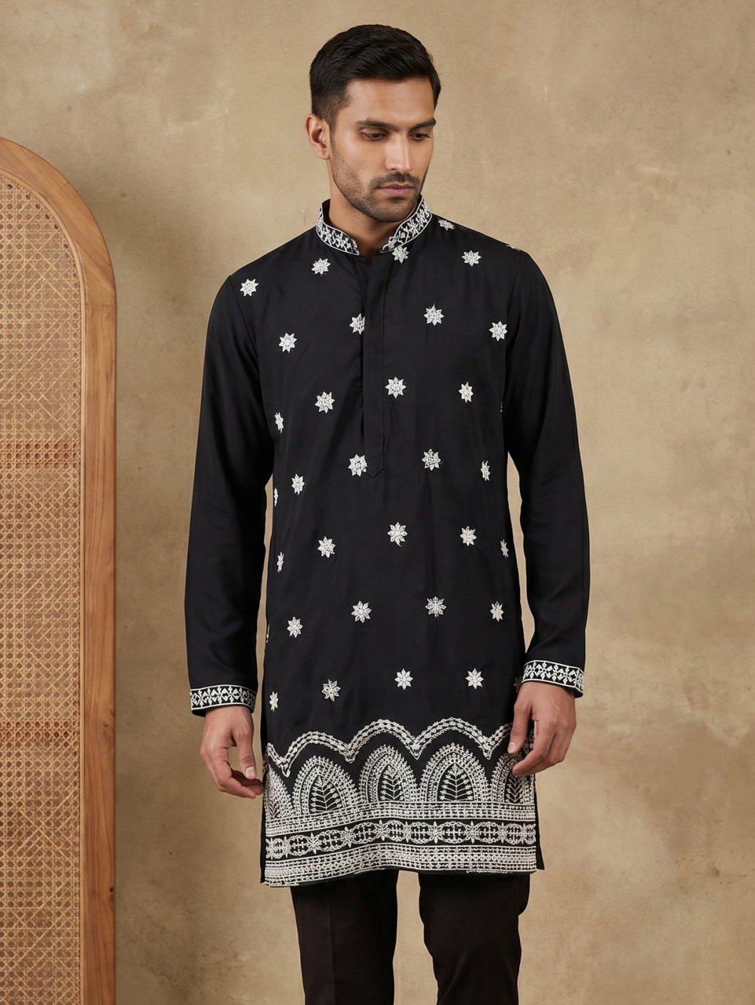 Imported Japanese Embroidered Kurta ( 65KO 5547Black )