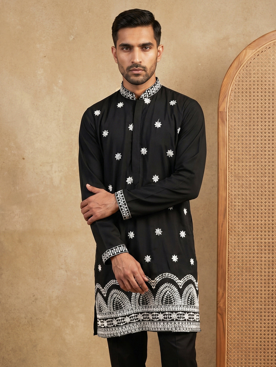 Imported Japanese Embroidered Kurta ( 65KO 5547Black )