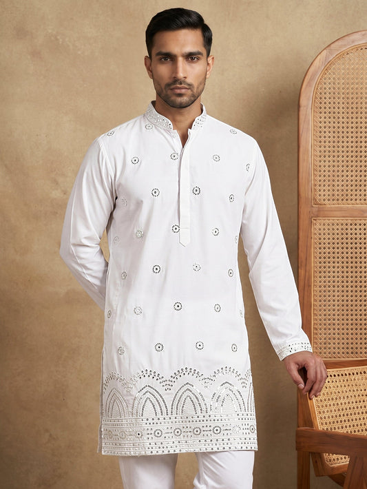 Imported Japanese Embroidered Kurta ( 65KO 5547White )