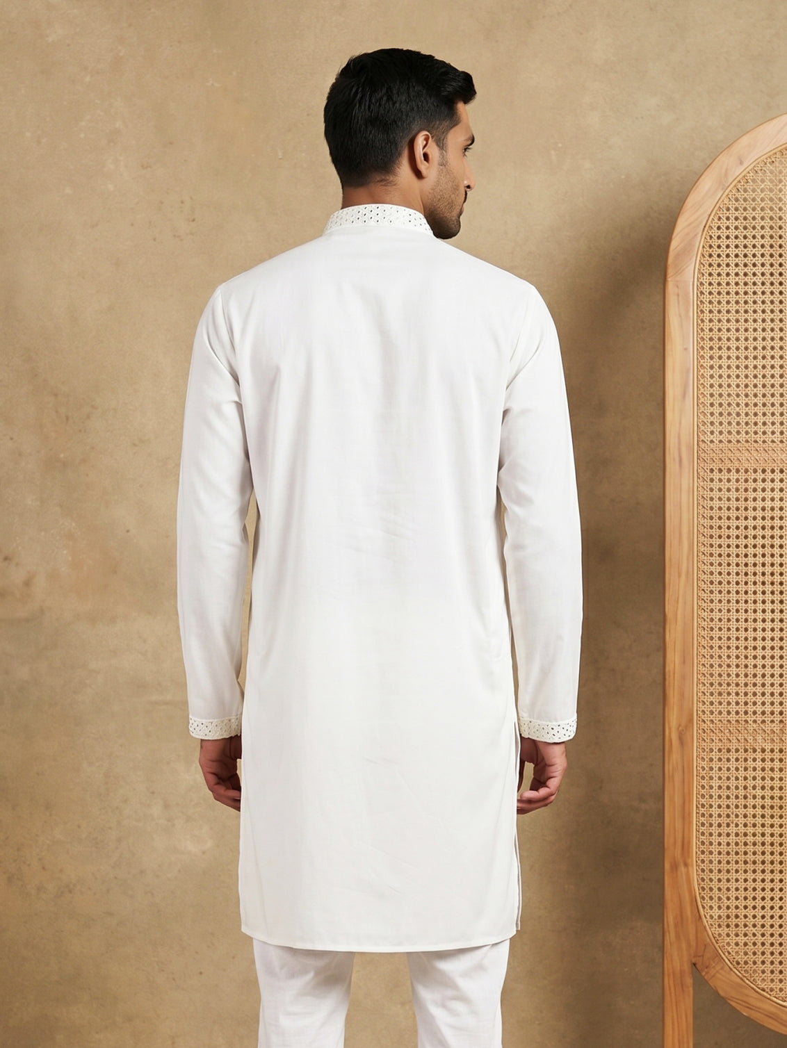 Imported Japanese Embroidered Kurta ( 65KO 5547White )