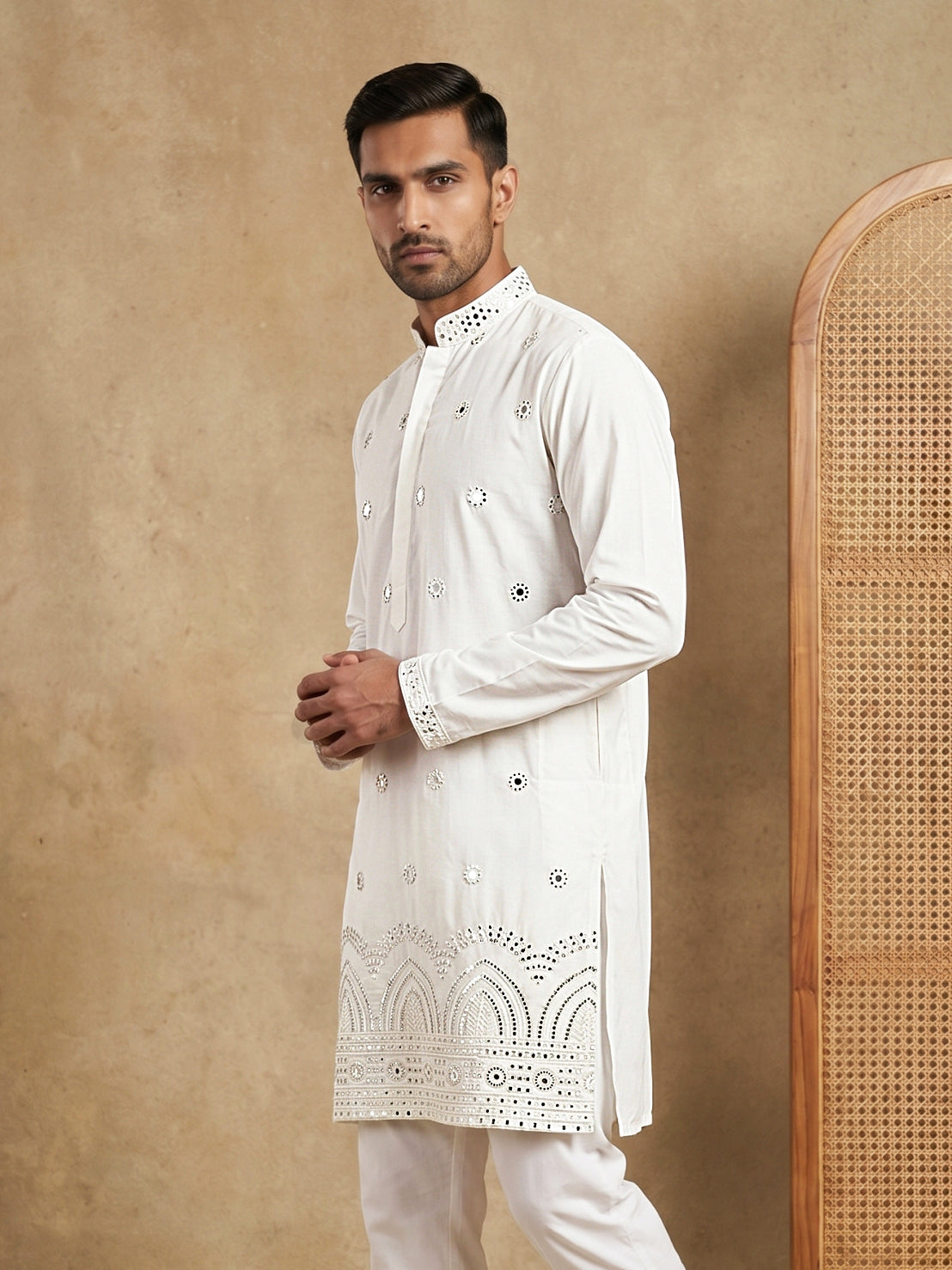 Imported Japanese Embroidered Kurta ( 65KO 5547White )