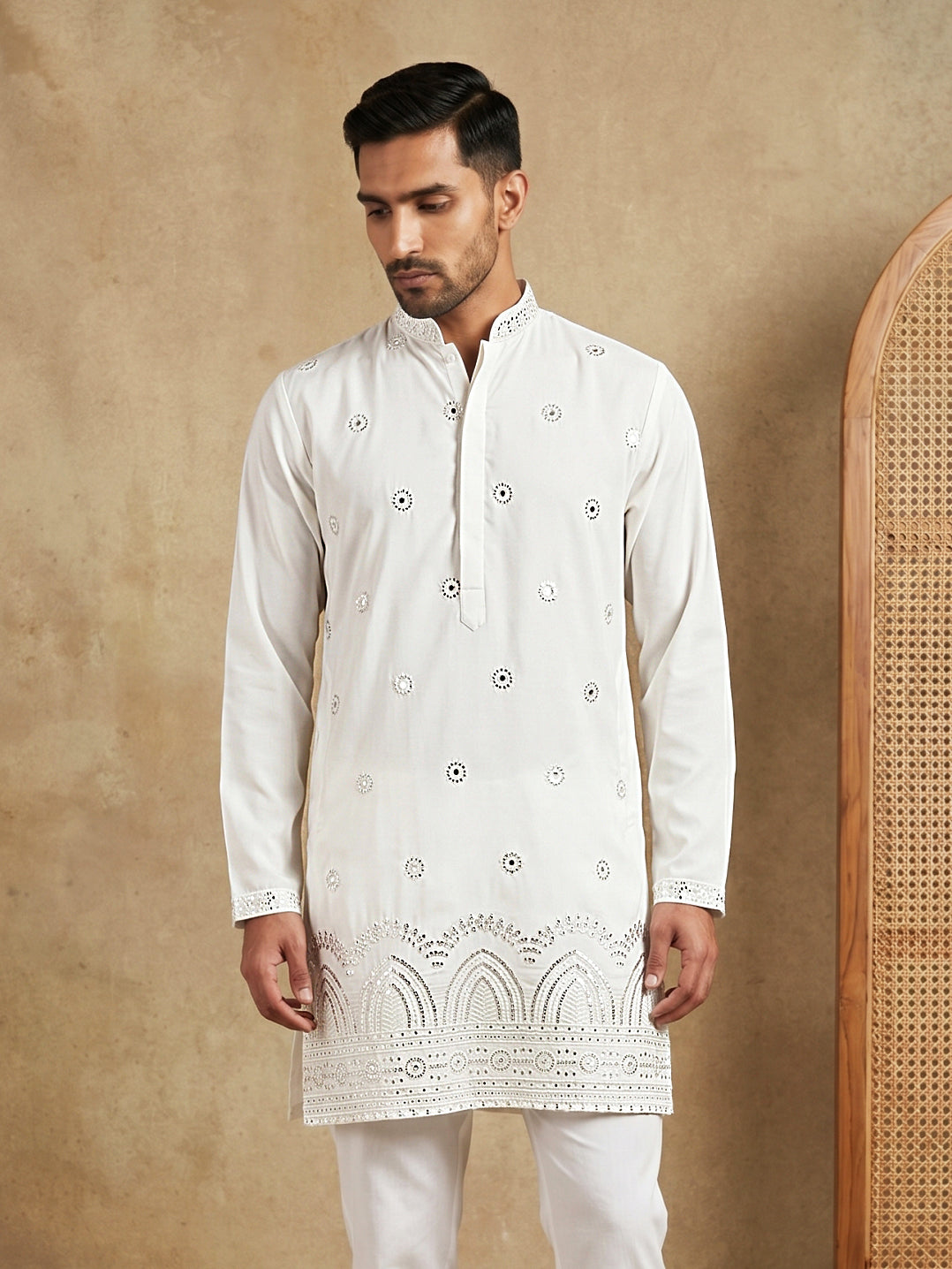 Imported Japanese Embroidered Kurta ( 65KO 5547White )