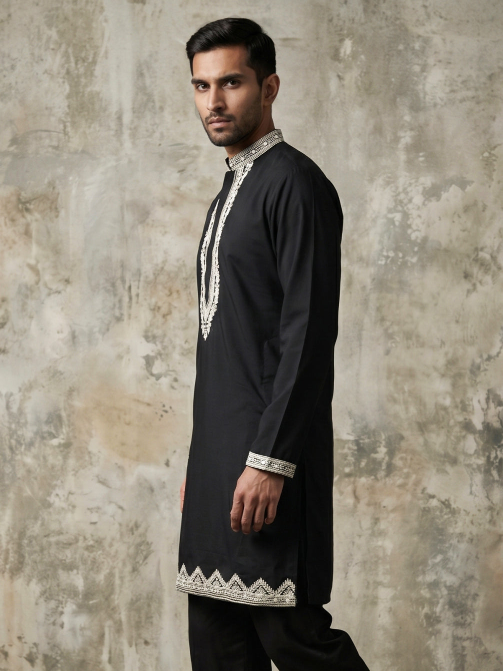 Imported Japanese Fabric Traditional Kurta for Men ( 65KO 5548Black )