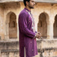 Cotton Blend Floral Embroidered Kurta