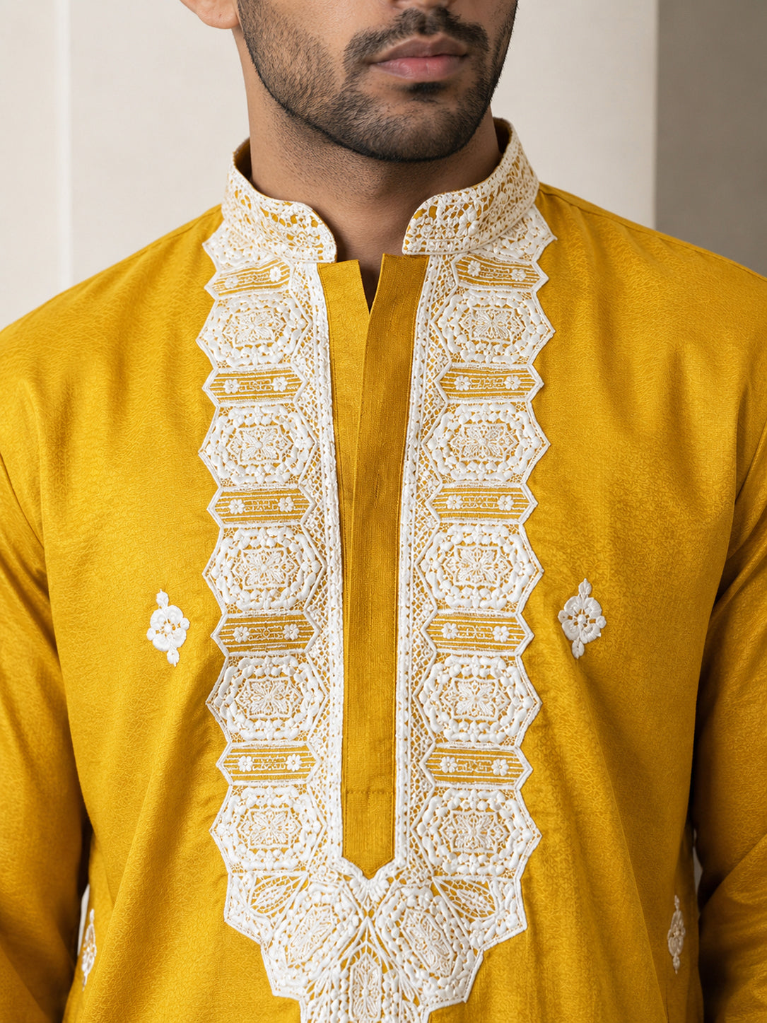 Men's Embroidered Silk Blend Kurtas