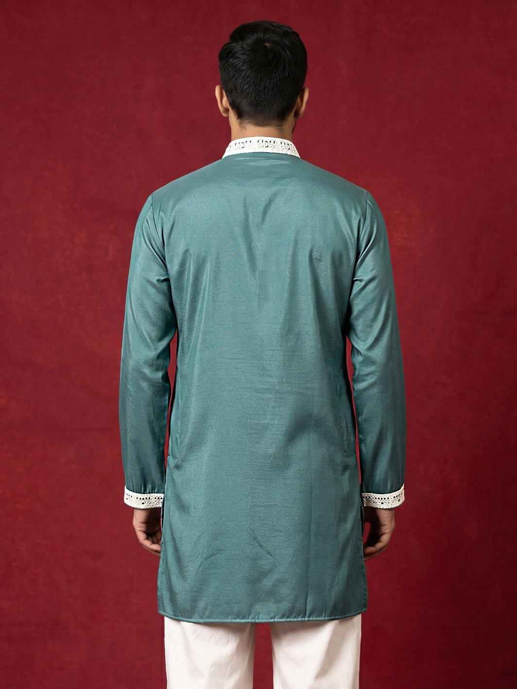 Men's Embroidered Silk Blend Kurtas