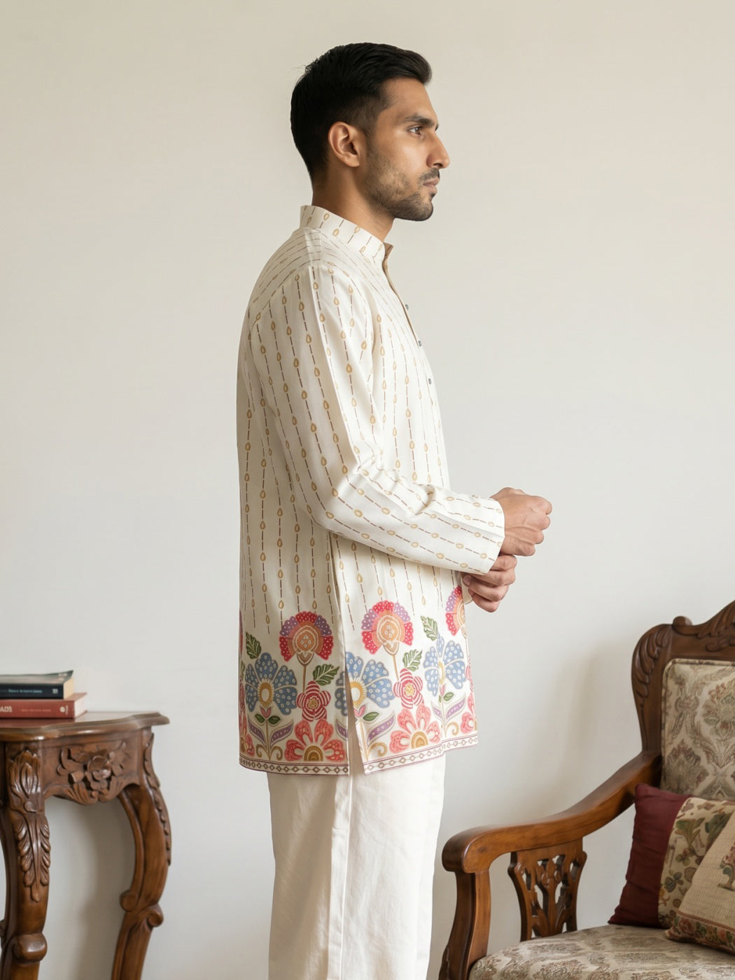 Men's Floral Printed Kurta