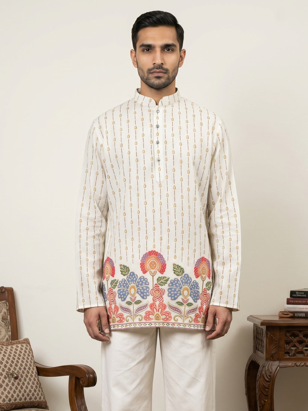 Men's Floral Printed Kurta