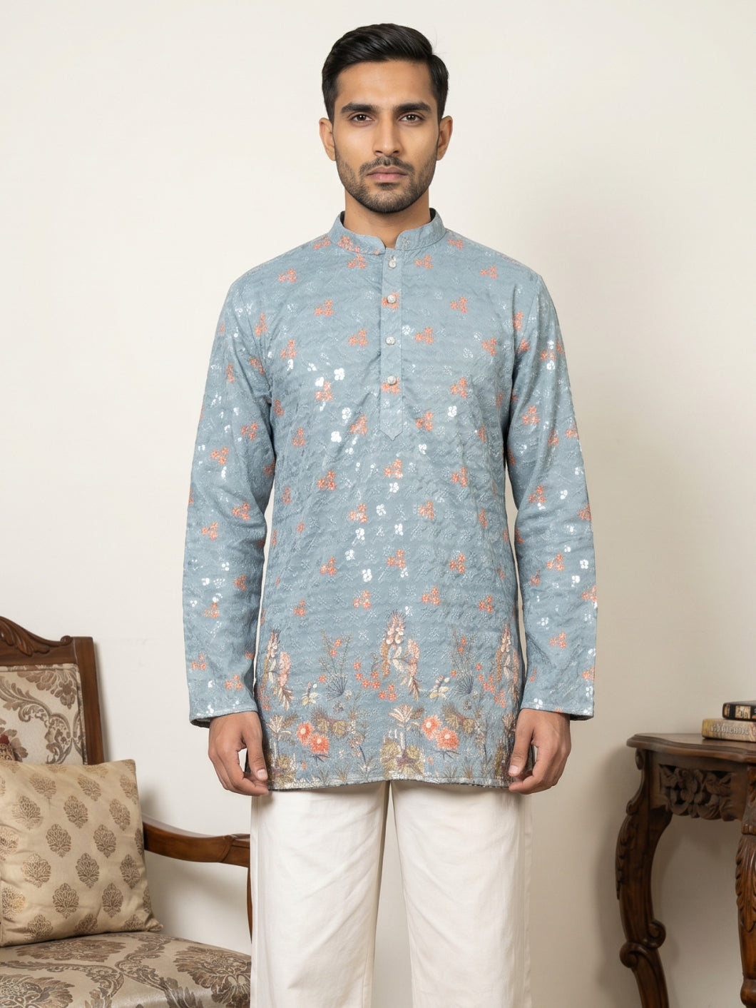 Men's Floral Printed & Thread Work Kurtas