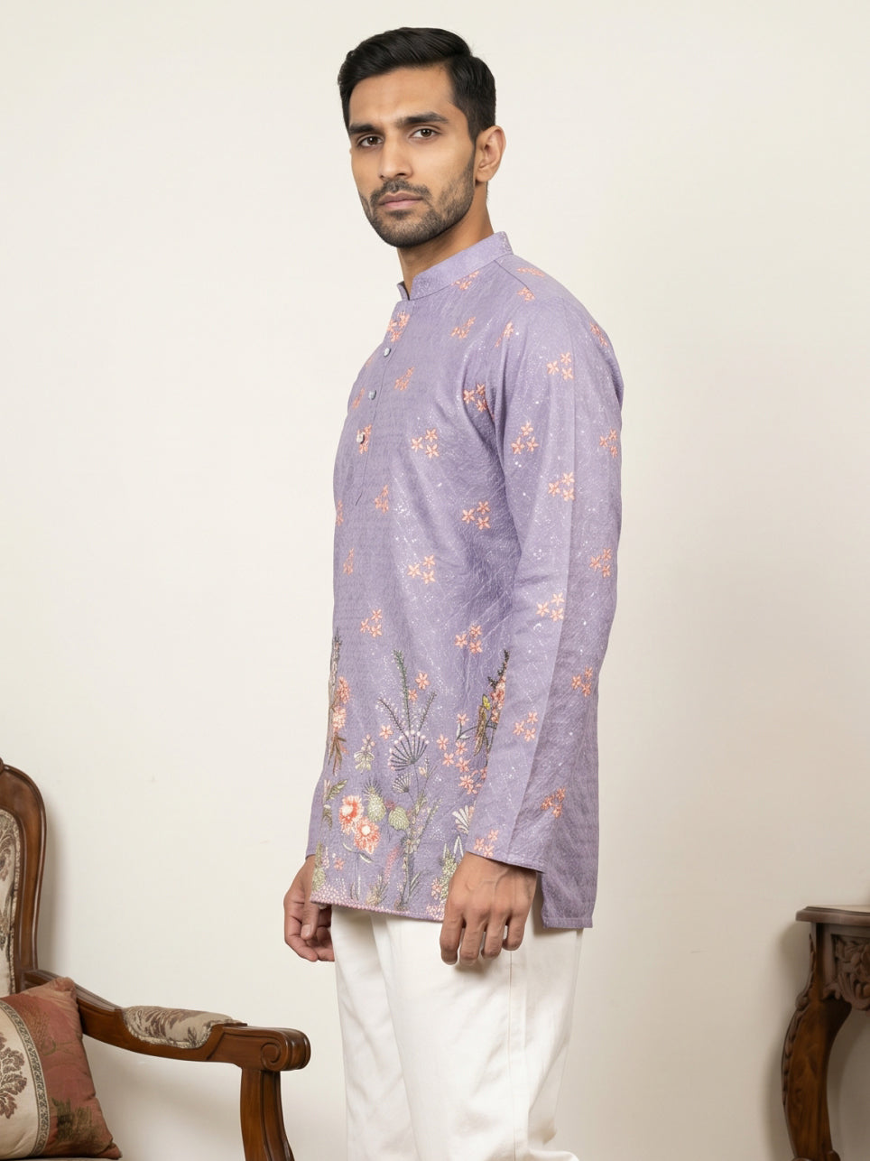 Men's Floral Printed & Thread Work Kurtas