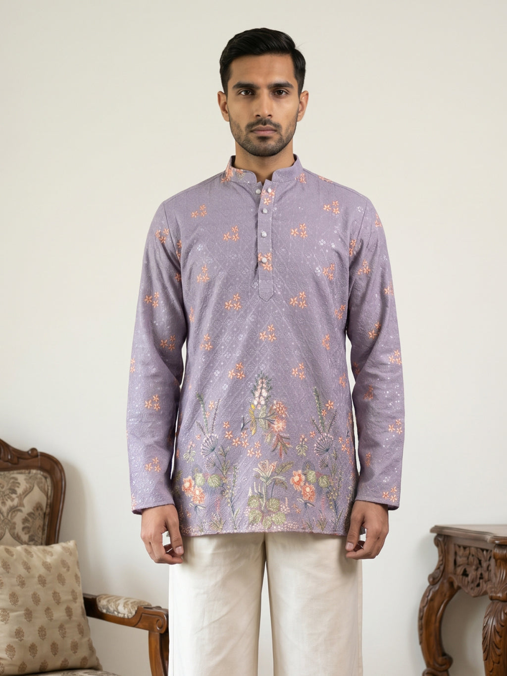 Men's Floral Printed & Thread Work Kurtas