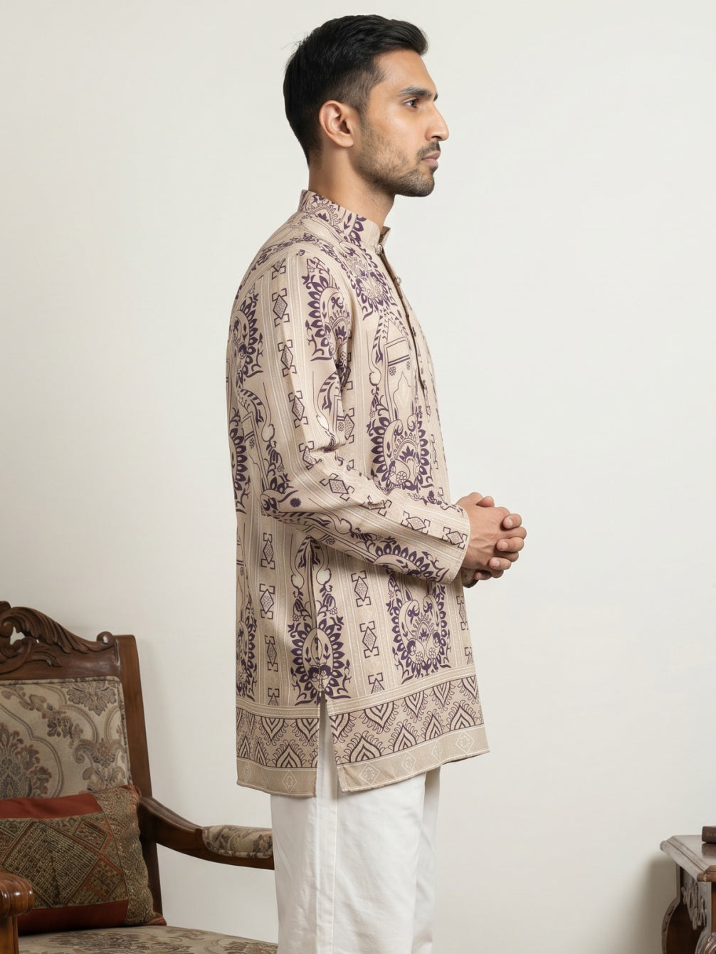 Cotton Blend Ethnic Printed Kurtas