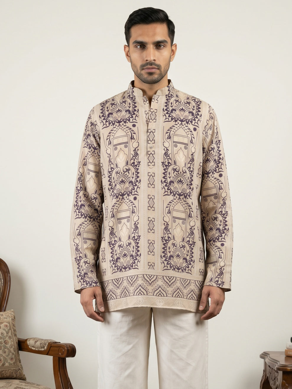 Cotton Blend Ethnic Printed Kurtas