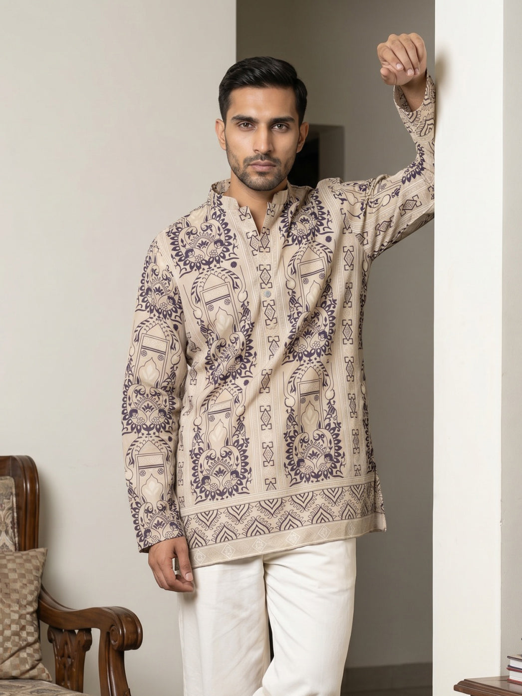 Cotton Blend Ethnic Printed Kurtas