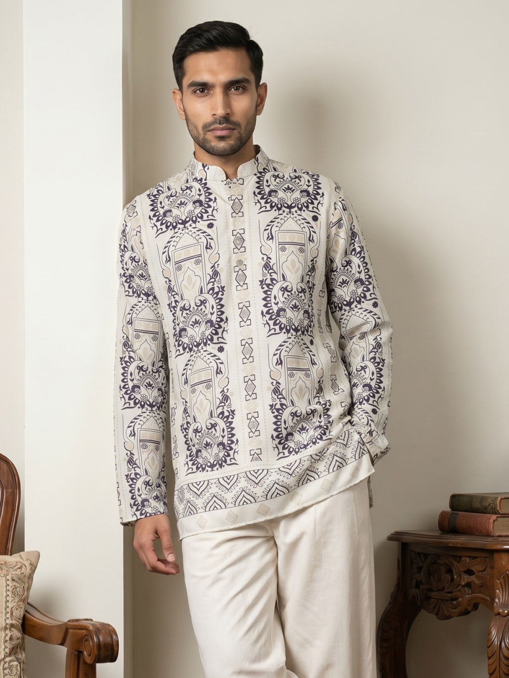 Cotton Blend Ethnic Printed Kurtas