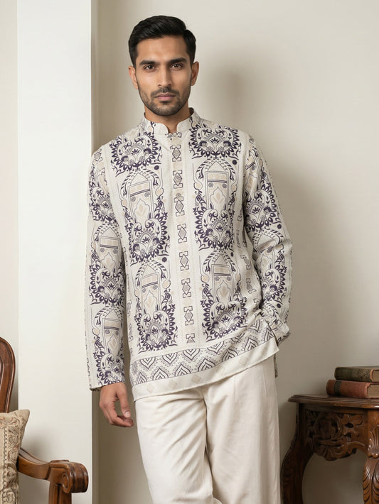 Cotton Blend Ethnic Printed Kurtas