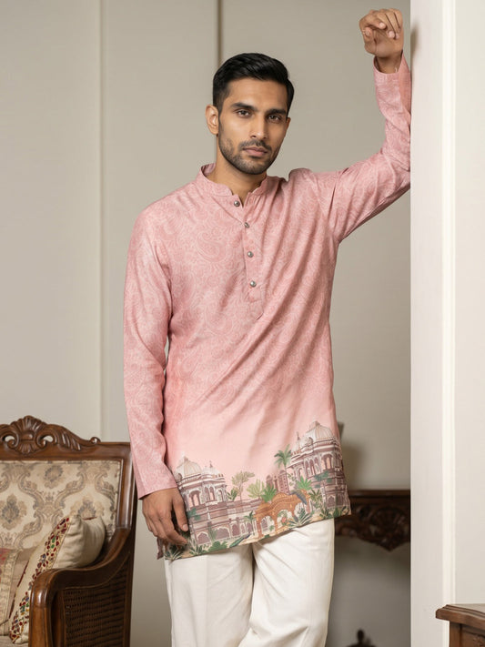 Men's Cotton Blend Ethnic Printed Kurta