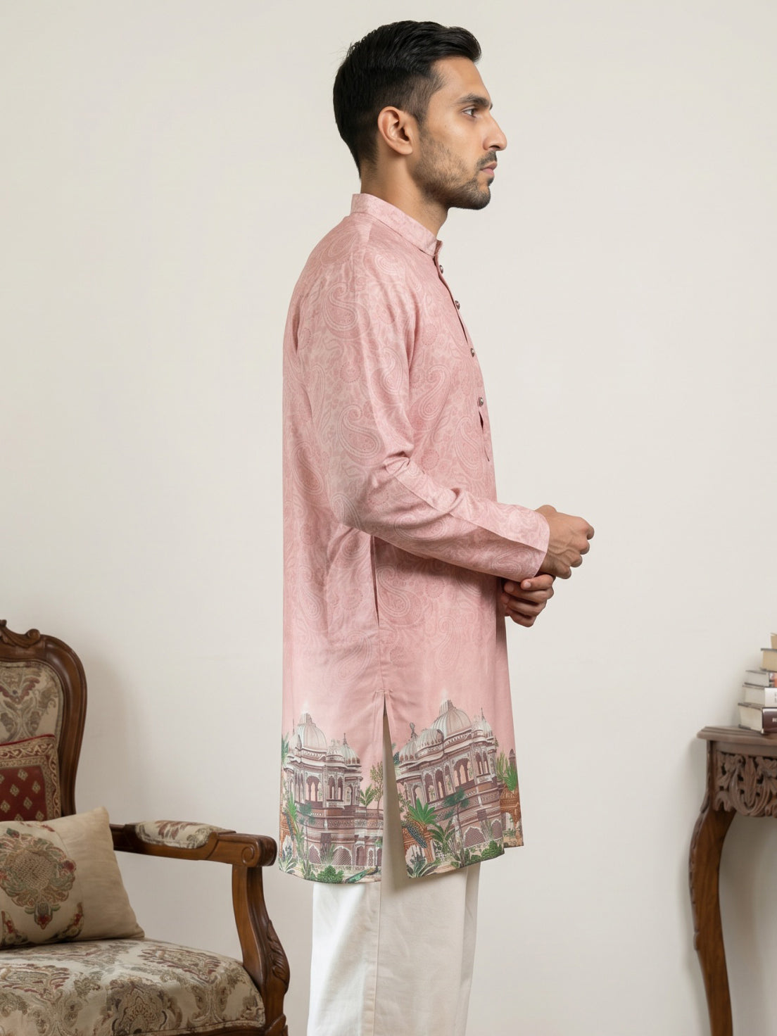 Men's Cotton Blend Ethnic Printed Kurta