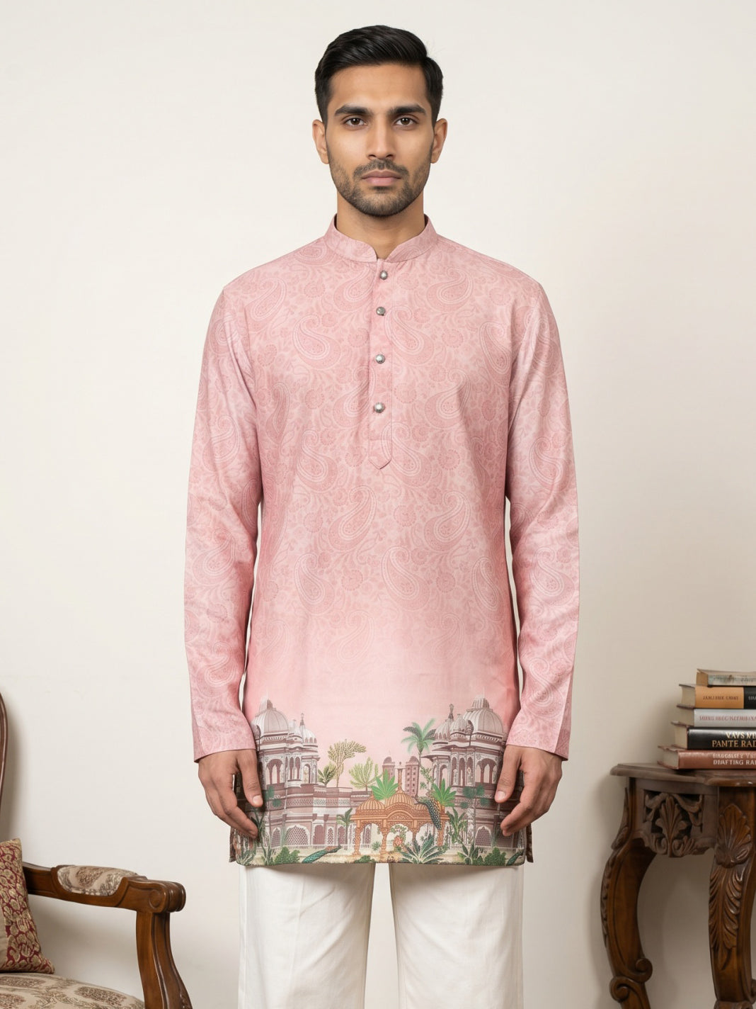 Men's Cotton Blend Ethnic Printed Kurta