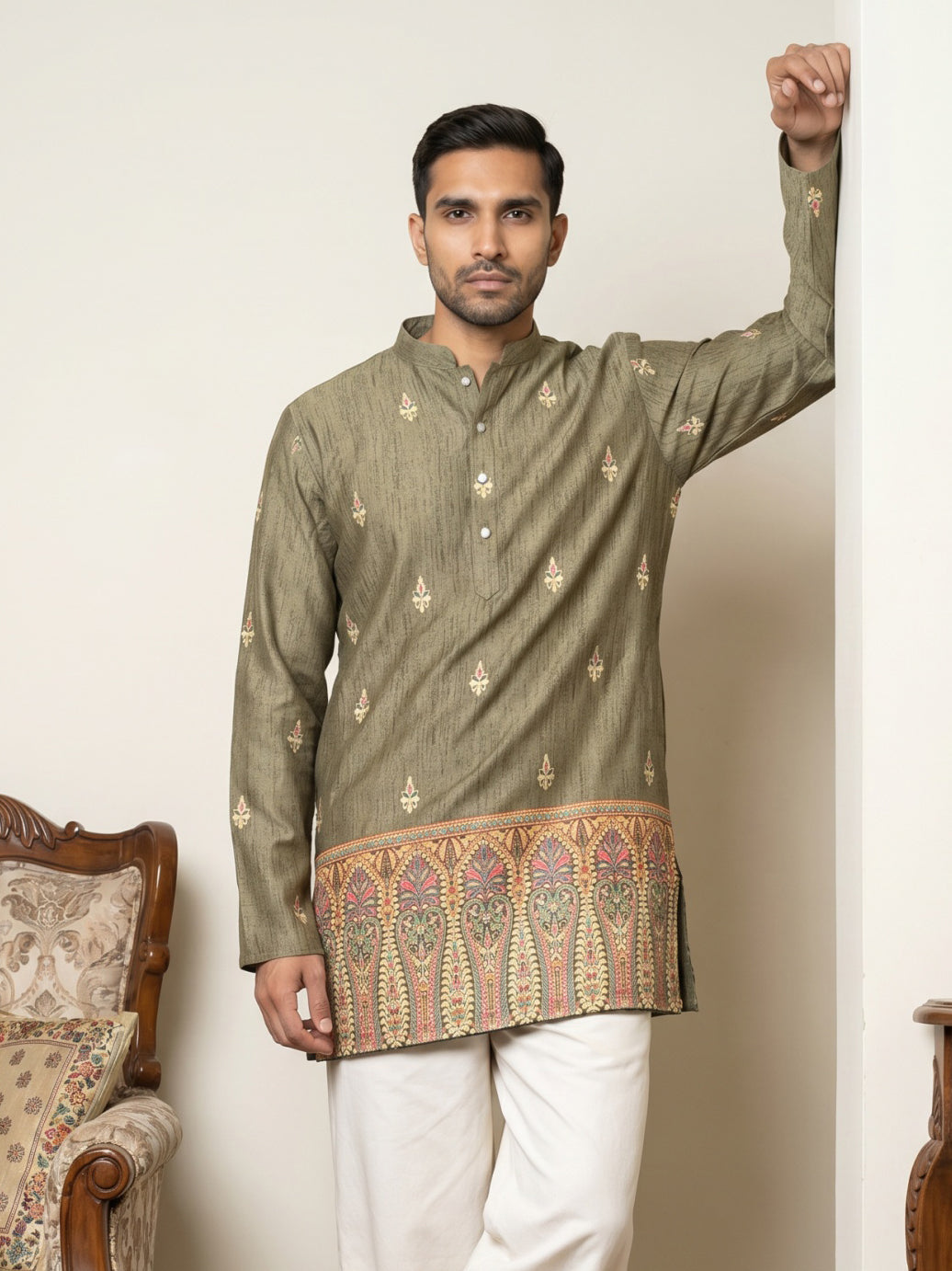 Men's Cotton Blend Printed Kurta