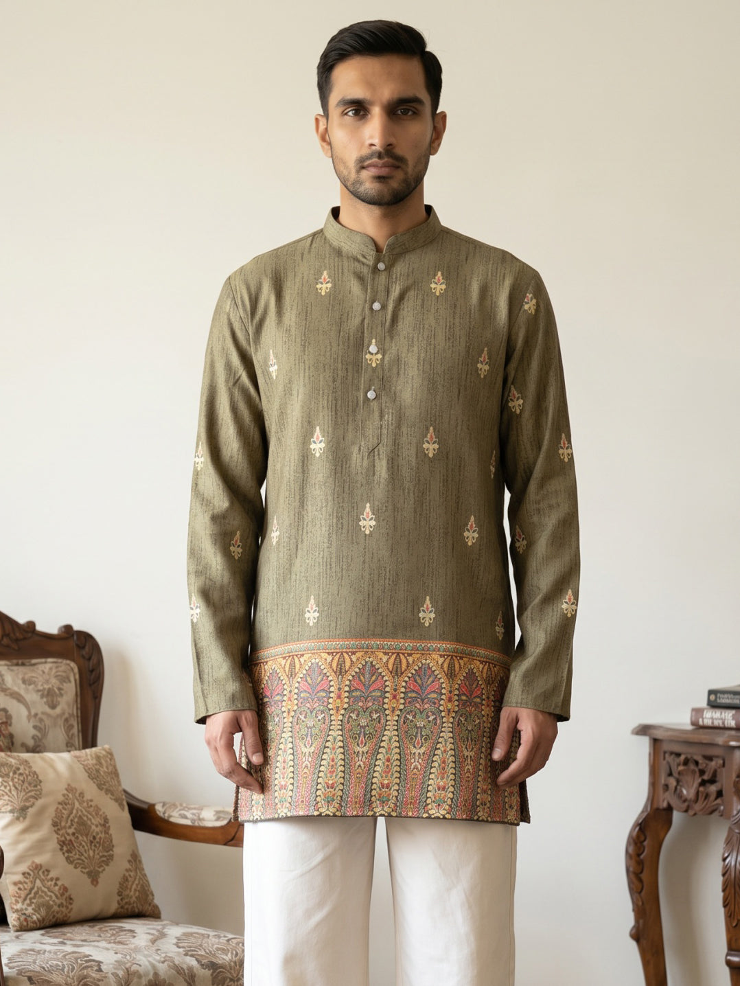 Men's Cotton Blend Printed Kurta