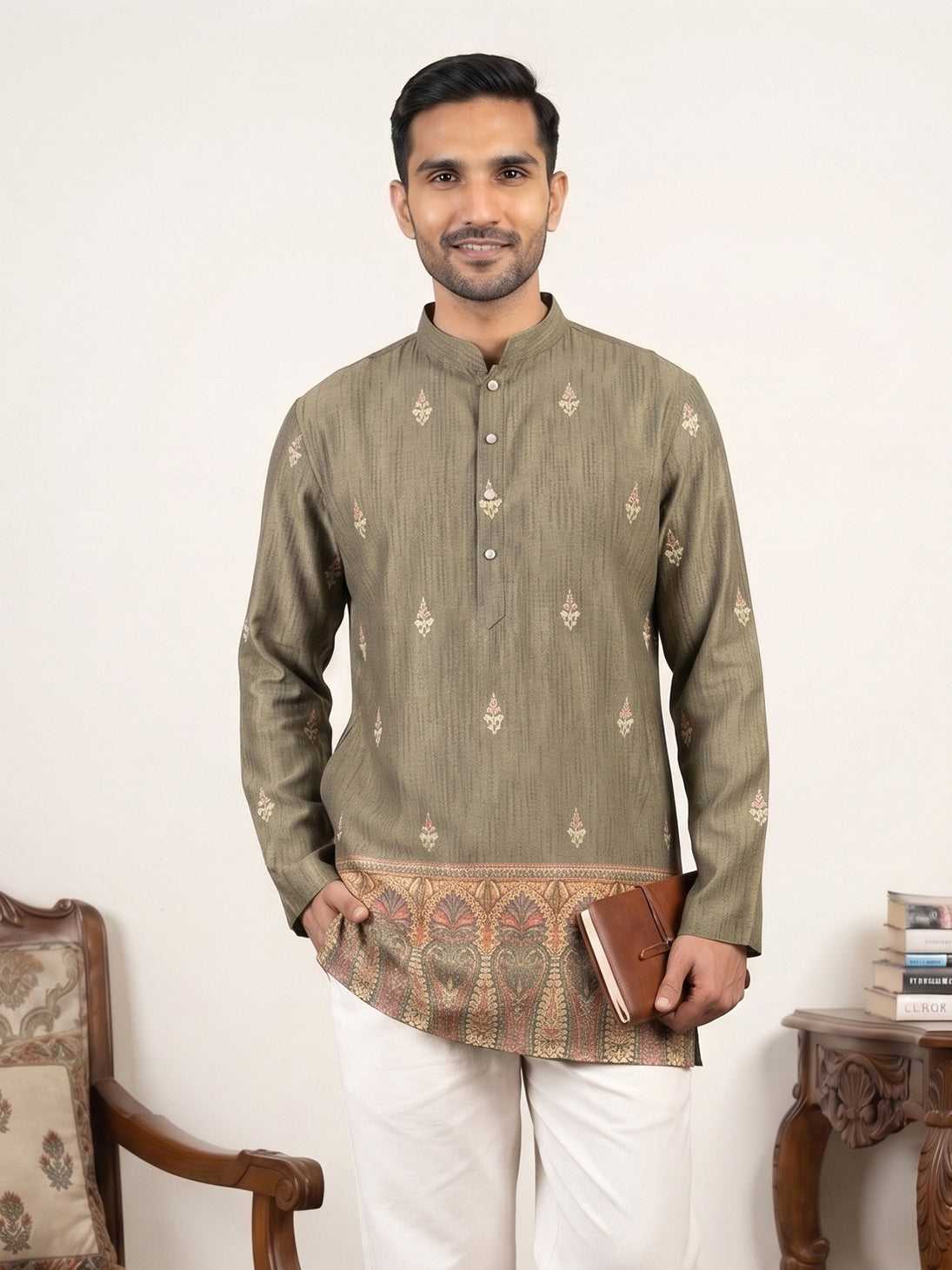 Men's Cotton Blend Printed Kurta