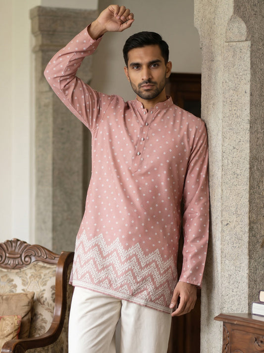 Men's Cotton Blend Printed Kurta
