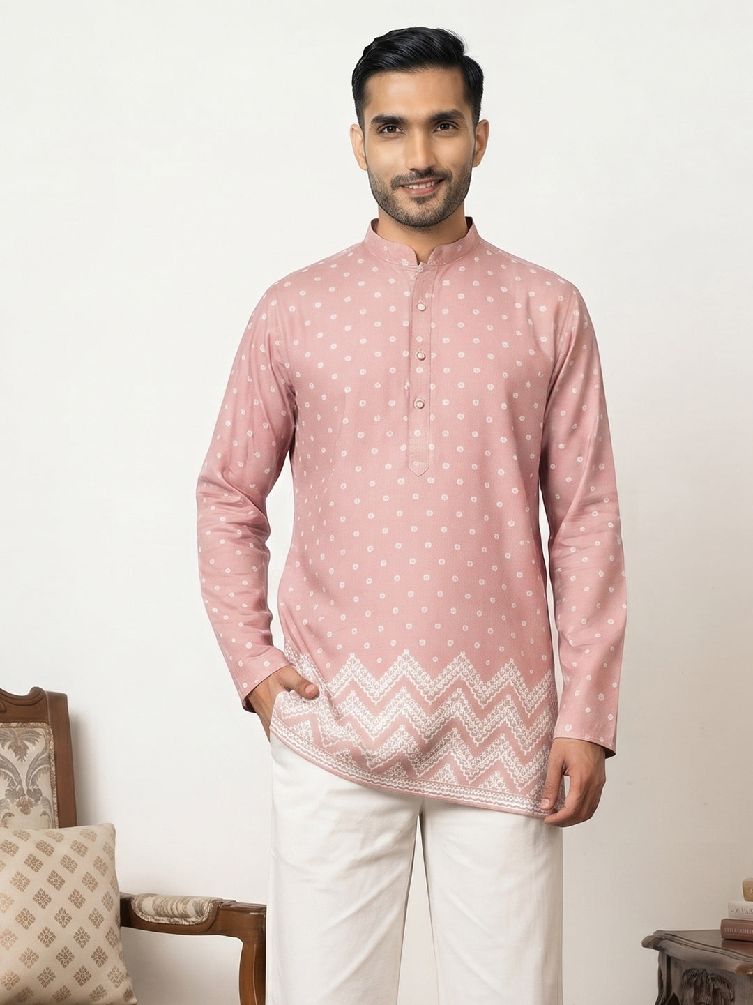 Men's Cotton Blend Printed Kurta
