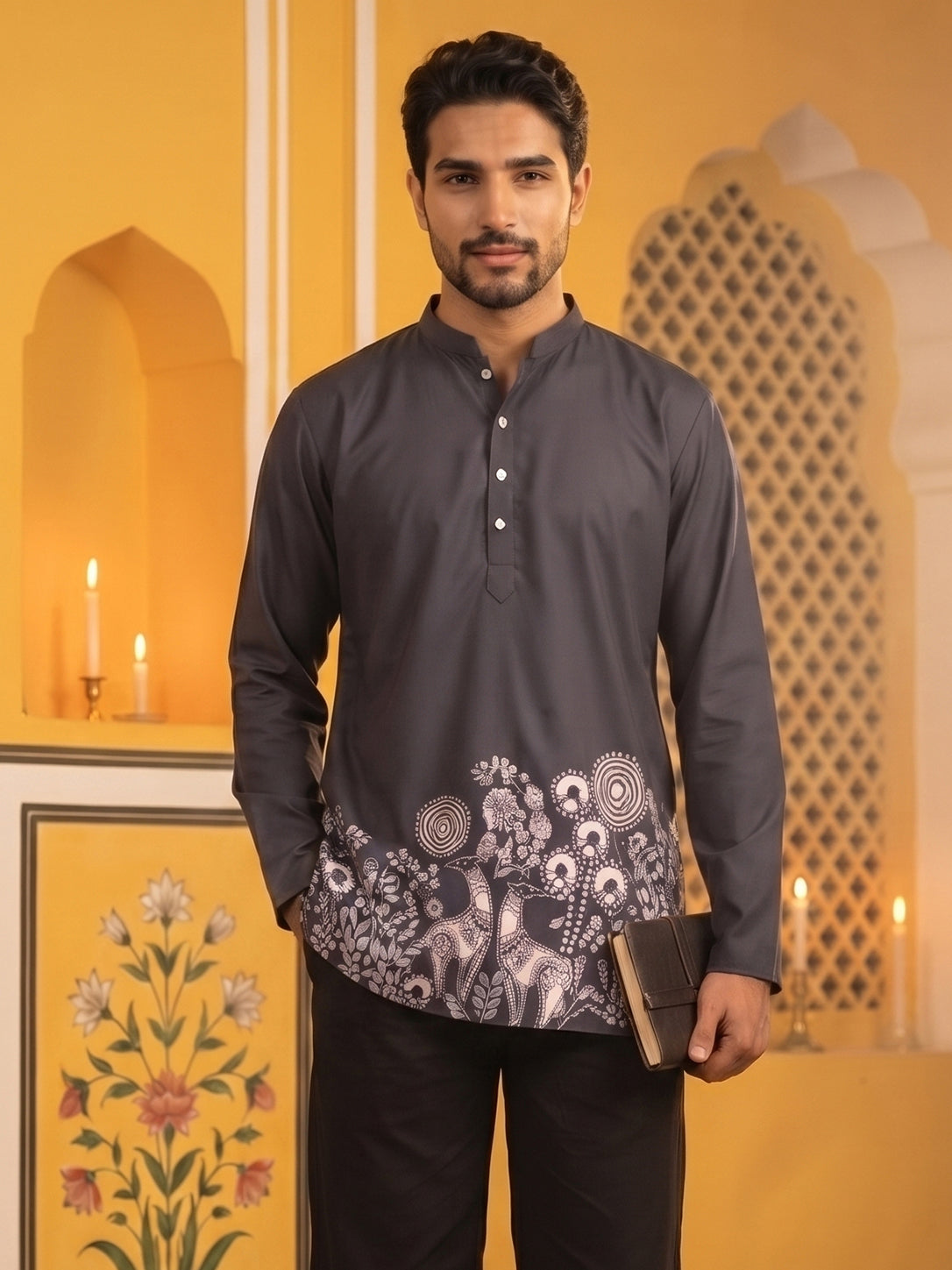 Men's Cotton Blend Festive Printed Kurta