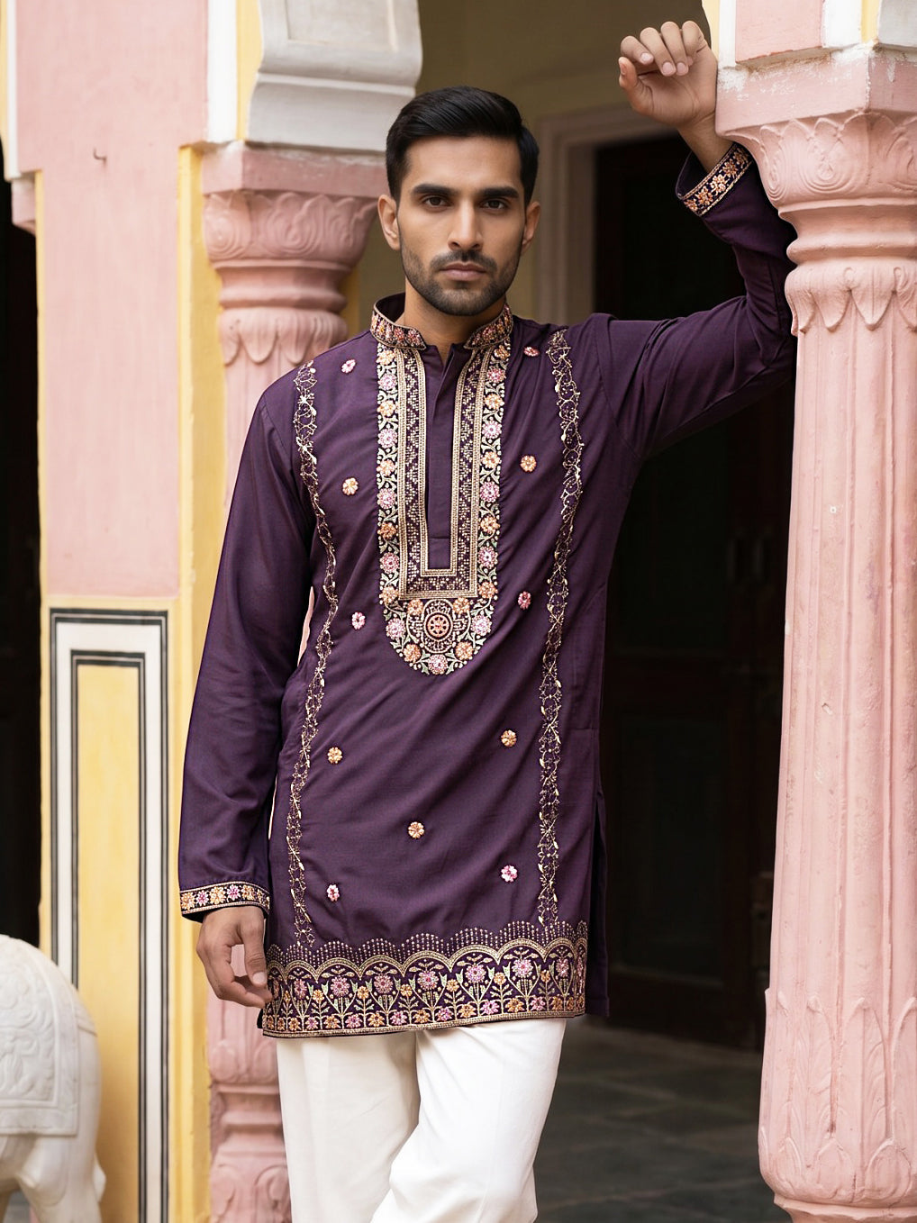 Japanese Fabric Floral Embroidered Kurta
