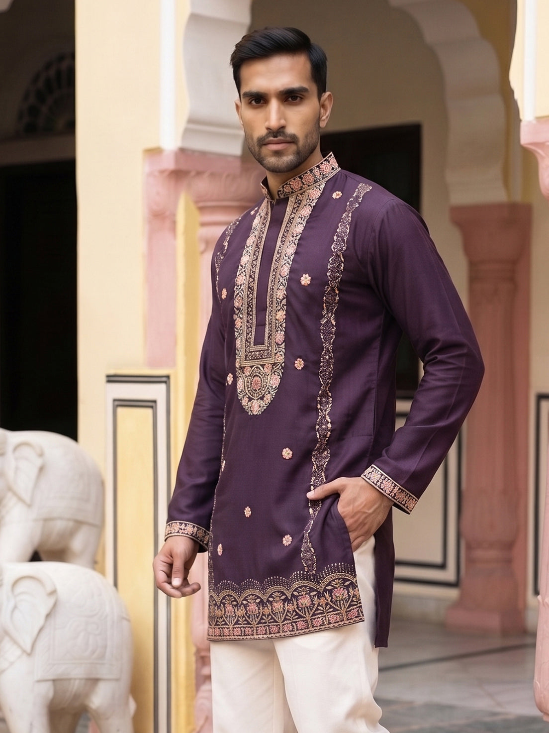 Japanese Fabric Floral Embroidered Kurta