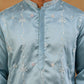 Men's Silk Blend Embroidered Kurta ( 65KO 5595 Sky )