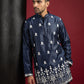 Men Ethnic Silk Blend Embroidered Kurta ( 65KO 5604Navy ) [FF] [G-4]