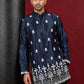 Men Ethnic Silk Blend Embroidered Kurta ( 65KO 5604Navy ) [FF] [G-4]
