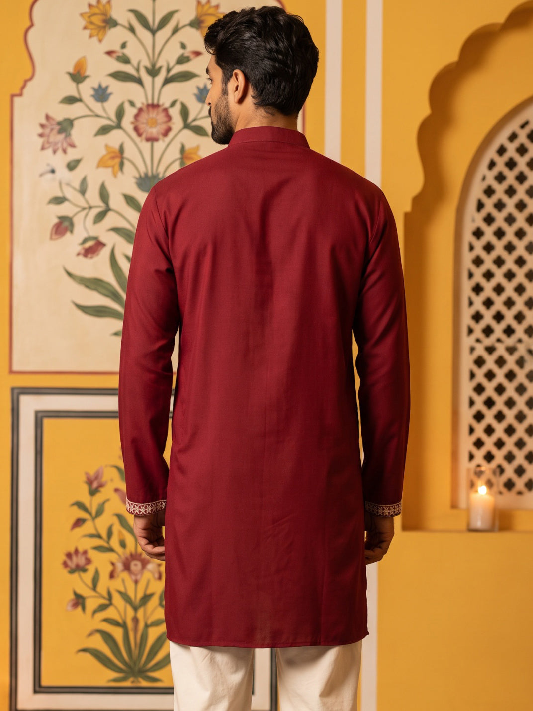 Ethnic Japanese Fabric Embroidered Kurta ( 65KO 5605Maroon )